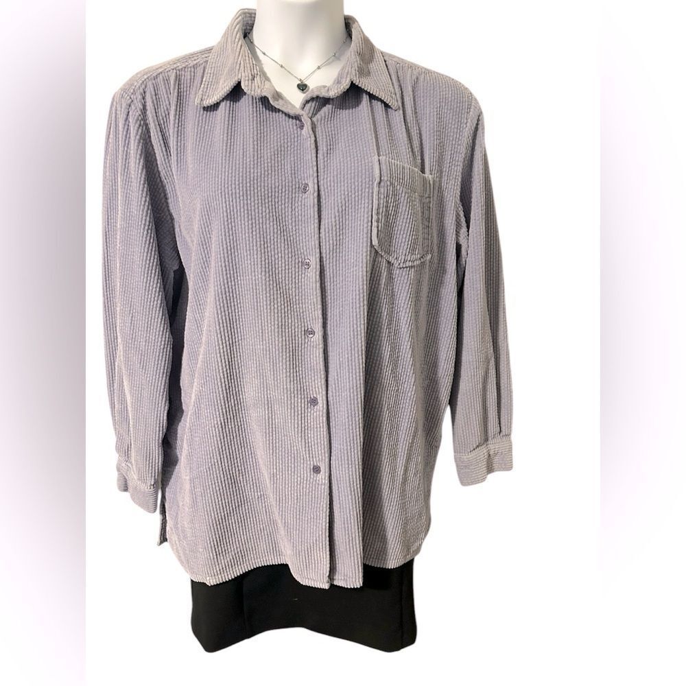 Chadwick’s womens XL purple button up corduroy long sleeve thick relaxed blouse